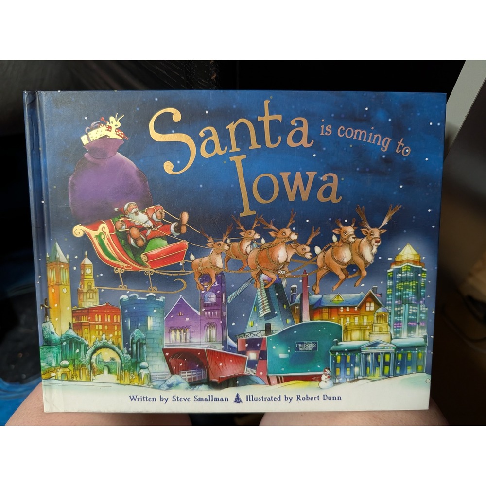 Sourcebooks Santa is Coming to Iowa Kids Book OS Blue Excellent Hardcover Book